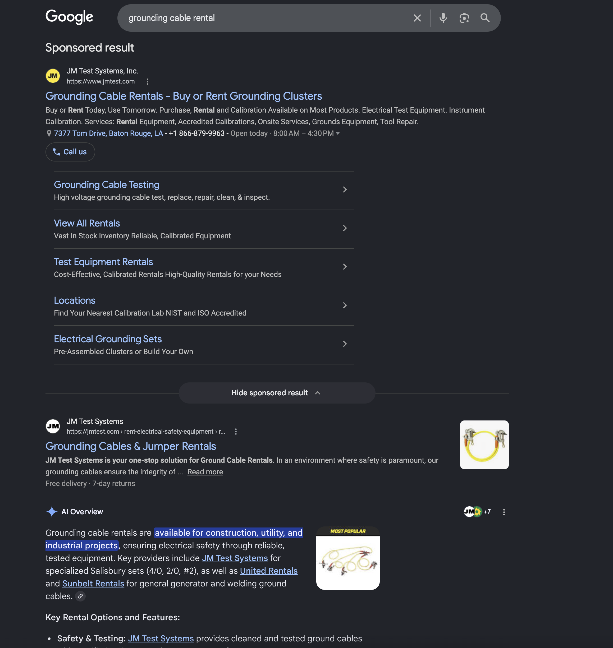 JM Test SERP trifecta